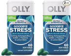 OLLY Ultra Strength Goodbye Stress Softgels,GABA,Ashwagandha,L-Theanine and Lemon Balm,Stress Relief Supplement -,60 Count (Pack of 2)