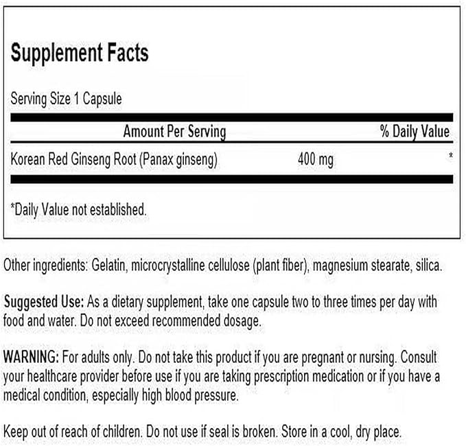 Swanson Full-Spectrum Korean Red Ginseng Root 400 Milligrams 90 Capsules (2 Pack)