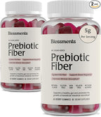 Prebiotic Fiber Gummies for Adults & Kids with No Added Sugar- 5g (60 Count-2 Pack) High Fiber Supplement Gummies - Vegan - Keto Friendly - Digestive Health Supplements