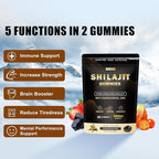 2400mg Shilajit Gummies with 2000mg Organic Ashwagandha Supplement for Men & Women, Extra Strength for Ehance Stamina, Immune Support, Vegan, for Adults, 90 Count