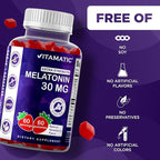 Vitamatic Sugar Free Melatonin 30mg per Gummy - 60 Servings - 60 Vegetarian Gummies - Non-Habit Forming Supplement (60 Count (Pack of 2))