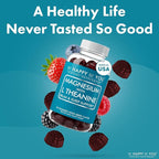 Magnesium Glycinate Gummies with L-Theanine – Relaxation & Sleep Support – Vegan, Gelatin-Free, Mixed Berry Flavor – Magnesium Supplement – 90 Ct