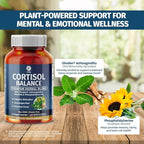1 Body Cortisol Support for Women & Men – Ashwagandha, Phosphatidylserine & Saffron – Stress Relief, Calm Mood, Balanced Energy & Sleep Support – Vegan