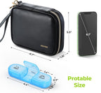 AUVON Weekly Pill Organizer 3 Times a Day, Large Pill Box 7 Day with A PU Leather Bag, Protabel Travel Pill Case Medication Reminder, Daily Pill Box 3 Times a Day for Vitamins, Fish Oils, Supplements