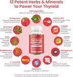 Thyroid Support Gummies - Selenium Supplement & Iodine Supplements for Thyroid Support - Energy Booster for Women and Men - Hypothyroidism Supplements with Metabolism Support