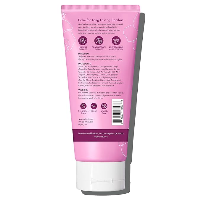 Rael Feminine Wash, Soothing Gel to Foam for Women, Intimate Care, Clean Ingredients (4.4 Fl Oz, Pack of 2)