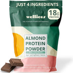 wellious Almond Protein Powder (Chocolate) - 18 Grams of Pure Healthiest Vegan Protein for Women & Men - Perfect Soy-Free & Smooth Gut Friendly Protein Powder for Sports Nutrition
