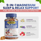 Sakoon Nutritions 9-in-1 Magnesium Gummies for Women & Men with Zinc & Vitamin D3 | Sugar Free Lychee Flavor with Magnesium Glycinate, Citrate & Malate | Muscle & Stress Relief | Halal, Vegan | 60pcs