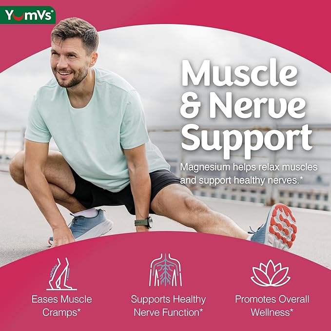 YUM-V'S Magnesium Citrate Gummies – 900mg Highly Absorbable Magnesium Gummies for Women & Men to Support Nerve, Muscle & Enzyme Function – Gluten-Free, Kosher & Raspberry Flavor 90 Count (Pack of 2)