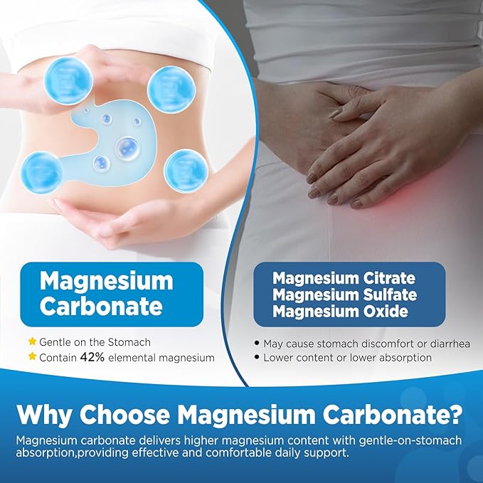 Magnesium Carbonate Gummies 500mg, Chewable Magnesium Supplement for Digestive Support, Muscle & Nerve Health, with Zinc, B6 & D3, Sugar Free, Vegan, Mixed Berry Flavor, 60 Counts