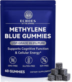 Methylene Blue Gummies 60 Count, 5mg Per Gummy, 99.9% Pure Methylene Blue Supplement, Supports Cognitive Function, Mental Focus & Cellular Energy, Antioxidant Support, Vegan Non-GMO Daily Supplement