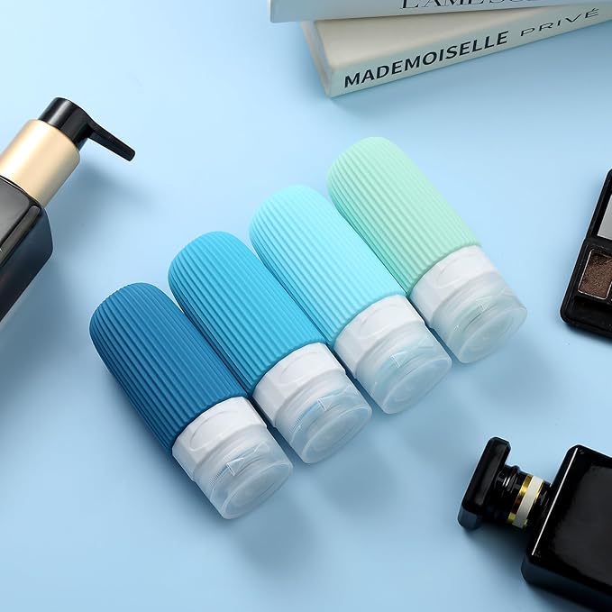Mrsdry Travel Bottles for Toiletries, Tsa Approved 2oz Travel Bottles, BPA Free Leak Proof Travel Size Toiletry Containers, Refillable Travel Accessories with Toiletry Bag for Shampoo Liquid (4 Pack)