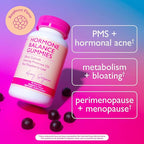 Amy Suzanne Hormone Balance Gummies for Women - Hormone Harmony for Mood, Energy, Bloating - Hormonal PMS, Perimenopause & Menopause Support - Red Raspberry Leaf & Black Cohosh - 60 Gummy Supplements