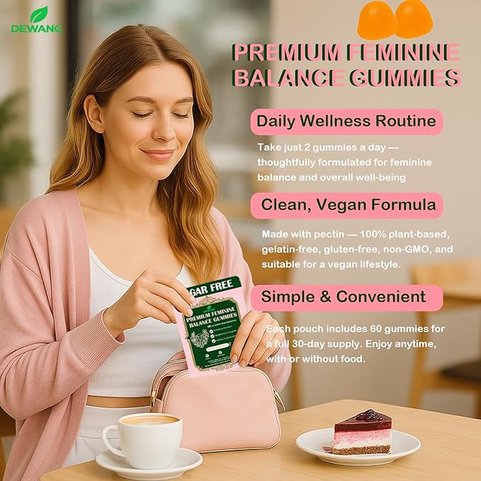 DEWANG Feminine Balance Gummies – Daily pH Balance & Vaginal Health Support, Probiotics for Womens Odor & Confidence Pineapple Flavor Vegan & Sugar-Free (Pineapple)