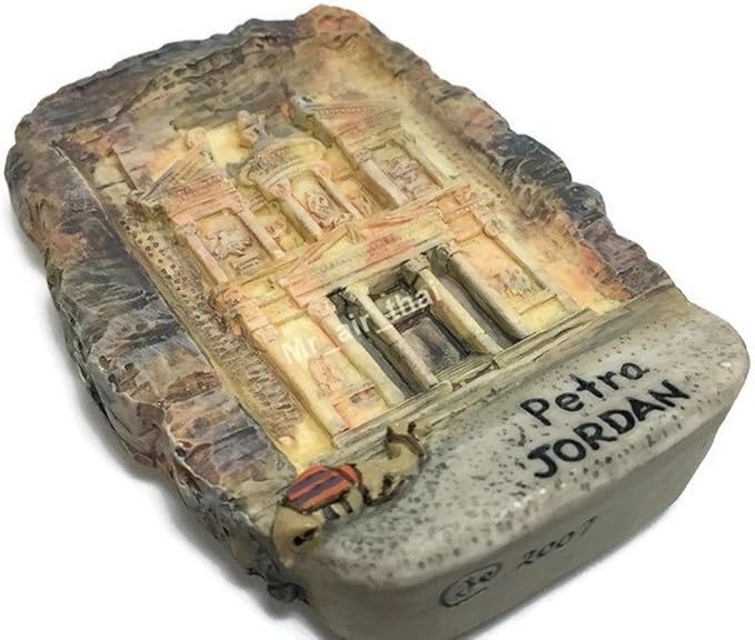 WitnyStore Tiny 2¾" Petra Archaeological City Jordan Magnet - Miniature Hand Made Resin 3D Asia Landmark Tourist Attractions Decorative Refrigerator Fridge Magnets Collectible Traveler Souvenirs Gifts