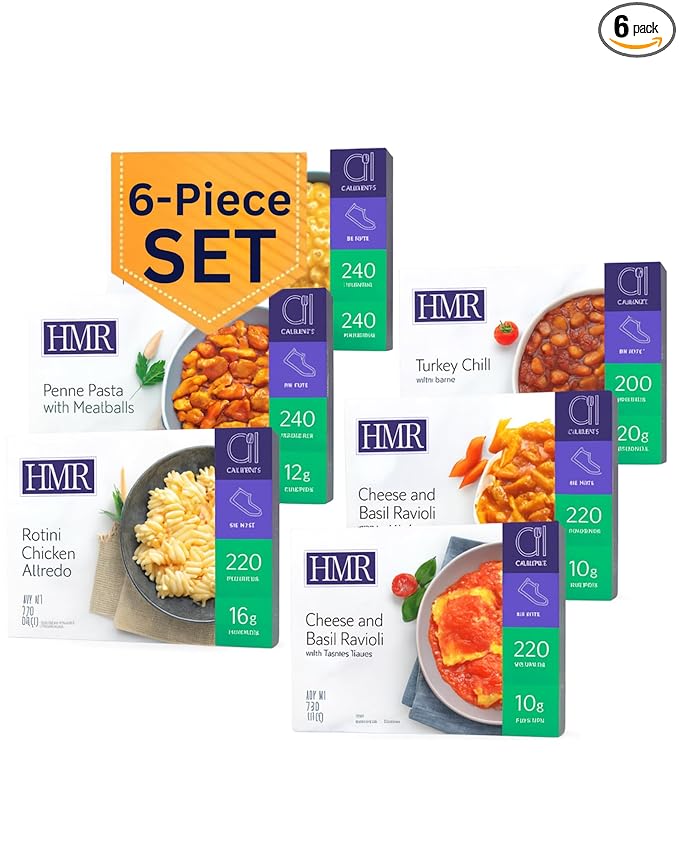 HMR Pasta Picks Entrée Pack, Pre-Packaged Lunch or Dinner to Support Weight Loss, Pack of 6 Ready to Eat Meals, 10-16 grams of Protein per Entrée, Low Calorie Food, 7-8 oz Servings per Meal