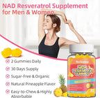 NAD+ Resveratrol Gummies NAD+ Supplement 500mg with Vitamin B3 & TMG – Healthy Aging, Energy & Cellular Health Support – Vegan Friendly, Natural Pectin – 60 Gummies, 30-Day Supply