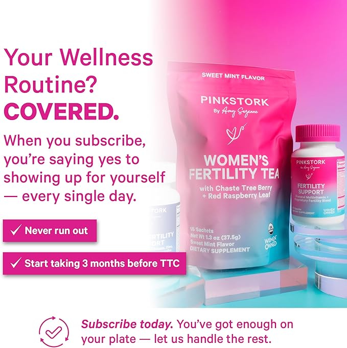 Pink Stork Fertility Supplements for Women - Prenatal Multivitamin with Ovulation, Conception, & Hormone Balance Support - 17 Vitamins & Inositol, Ashwagandha, & Vitex - 120 Capsules