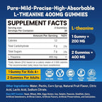 duwhot L Theanine Gummies, 200/400mg L-Theanine Supplement for Adults & Kids, Natural Stress Relief, Relaxation, Zzz & Focus Support Gummy,Organc,Vegan, Low Sugar,Non-Drowsy,Lemon Flavor,120 Chewables