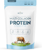 Multi Collagen Hydrolyzed Protein Powder (16oz) - Types I, II, III, V & X - Grass Fed Bovine (Peptan®), Wild Caught Marine, Free Roaming Chicken & Eggshell Collagen Peptides, Non-GMO, GF.