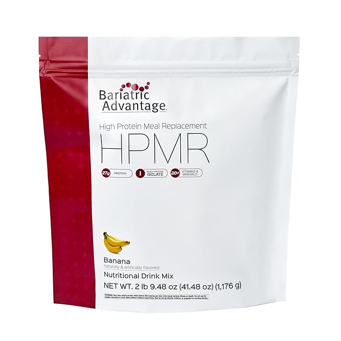 Bariatric Advantage High Protein Meal Replacement Drink Mix - Protein Powder Whey Isolate for Gastric Bypass & Sleeve Gastrectomy Patients - 28 Servings with 27 g Protein - Banana - 43.46 oz
