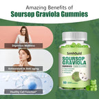 Simhould 2 Pack Soursop Graviola Gummies - 3000mg Extra Strength Soursop Leaves Supplement with Vitamin C, Zinc - Digestive Aid, Immune Support & Antioxidant - Sugar-Free, Non-GMO, Vegan, 120 Counts