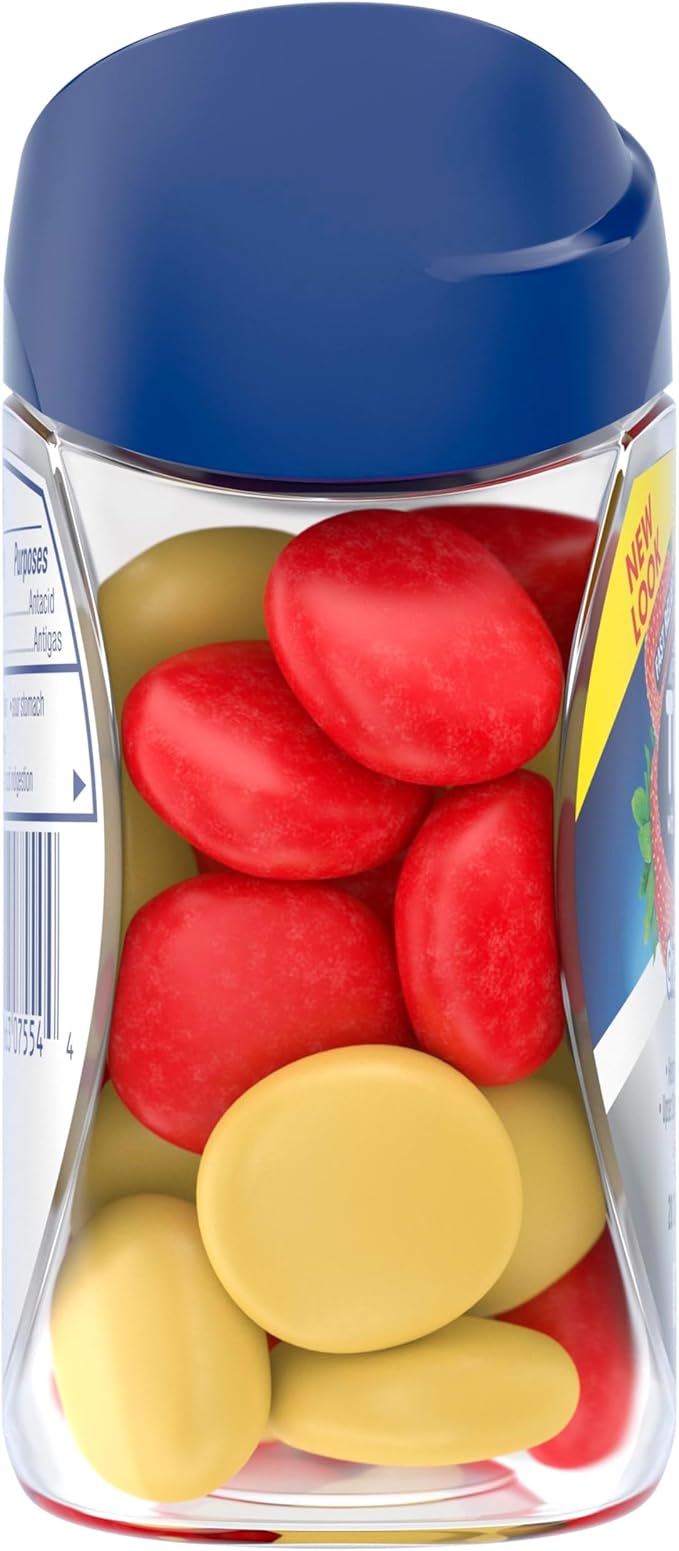 TUMS Chewy Bites Chewable Antacid Tablets with Gas Relief, Lemon & Strawberry - 28 Count