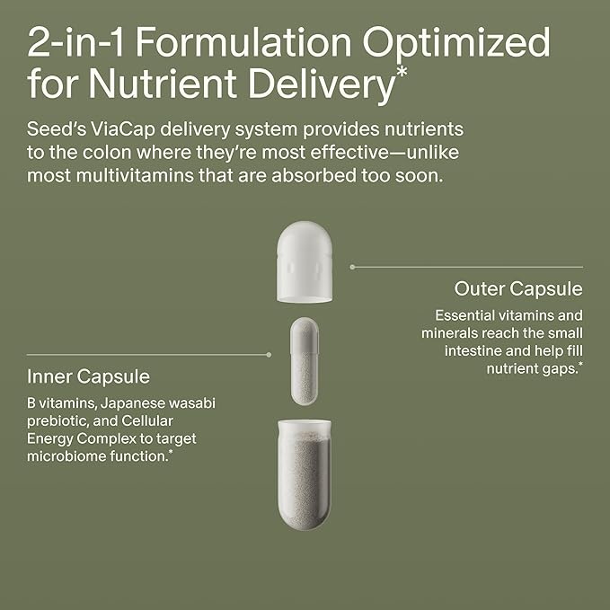 Seed DM-02 Daily Multivitamin - 100% DV Essential Vitamins and Minerals for Women & Men - Helps Fill Daily Nutrient Gaps - Immune, Bone, Hair, Skin & Nails Health - Vegan - 30 Capsules (30-Day Supply)