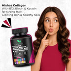 Multi Collagen Hair Pills - Biotin 10,000mcg, Keratin & Hyaluronic Acid - Hair Growth - Hair Skin & Nails Vitamins & DHT Blocker - Vitamin E Folic Acid Pumpkin Seed MSM, Saw Palmetto 60 Vegan Capsules