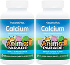 NaturesPlus Animal Parade Calcium, Vanilla Sundae Flavor - 135 Animal-Shaped Chewable Tablets, Pack of 2 - Vegan, Gluten Free - 90 Total Servings