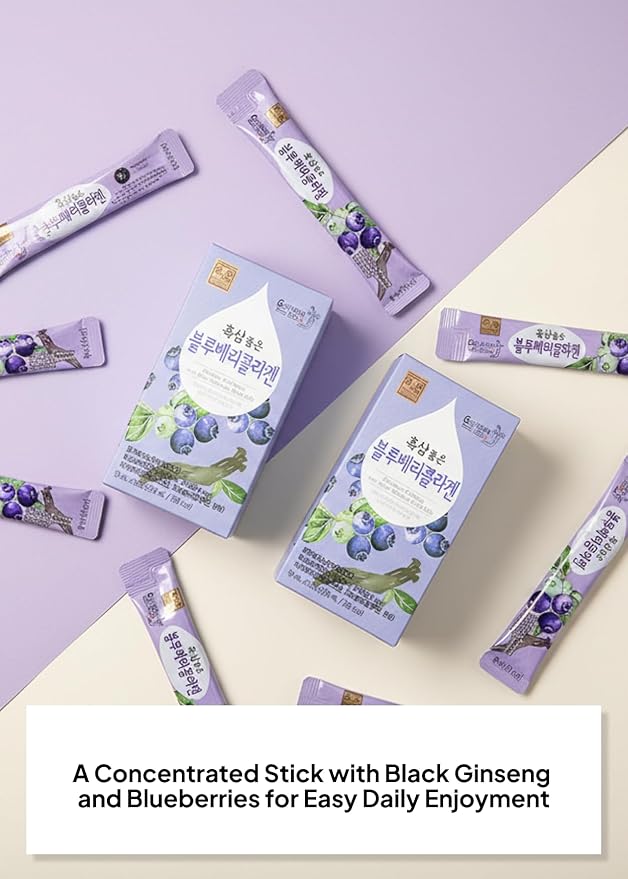 Blueberry Collagen with Black Ginseng, Liquid Stick Supplement, No Added sugars and preservatives