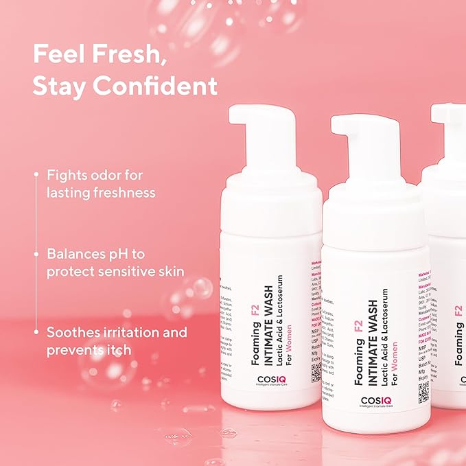 Cos-IQ Brightening Intimate Wash for Women, 100ml | Hygiene Wash with Lactic Acid & Lactoserum | Vaginal Wash, Prevents Itching, Irritation & Dryness, Suitable for All Skin Types