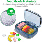 2 Pack 3 Compartment Small Pill Box, Moisture Proof Case, Travel Organizer for Pocket Purse, Daily Portable Medicine Vitamin Container, Fish Oil and Supplement Storage