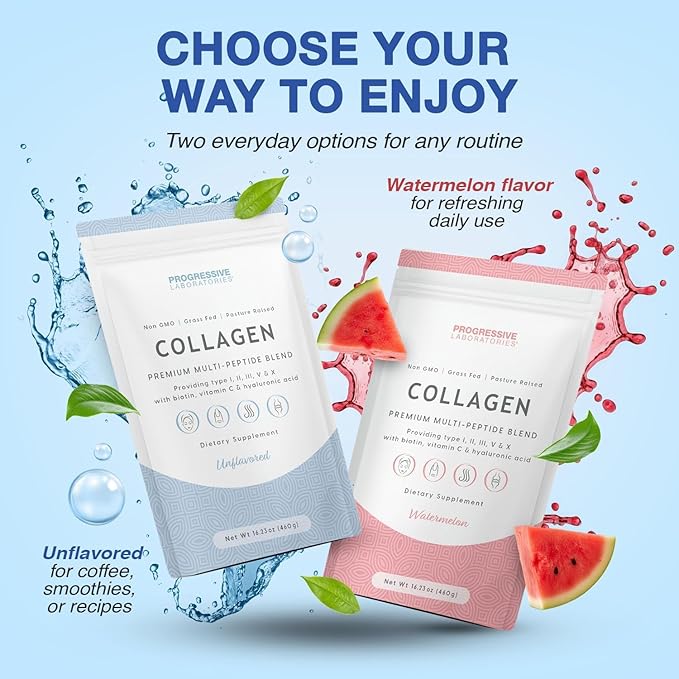 Multi Collagen Peptides Powder (Unflavored) – Types I, II, III, V & X with Biotin, Vitamin C & Hyaluronic Acid – Grass-Fed, Non-GMO Collagen Supplement for Skin, Hair, Nails & Joint Support