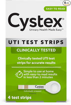 Cystex UTI Test Strips for Women & Men - Fast, At-Home Urinary Tract Infection Test Kit - Detects Leukocytes & Nitrites - Clinically Accurate Results in 2 Minutes - 4 Test Strips per Box