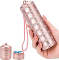 Metal Travel Pill Organizer - 7 Day Waterproof Metal Weekly Pill Box Daily Pill Case, Pill Container for Vitamin Medicine Supplements Fish Oil, Pink Medicine Pill Organizer