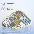 Restree Pill Organizer, Large & Waterproof Travel Pill Case, Adjustable Dividers for Daily Vitamins, Supplements, Fish Oil - Portable Medicine Box for Home & On-The-Go, 9 Compartment (Green)