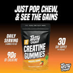 TASTY GAINS Creatine Gummies - 90g of Creatine Monohydrate - Workout Supplements - Build Muscle & Boost Strength for Men & Women - Made in USA - Non GMO - Vegan Friendly (Large, Pineapple Mango)