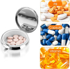 WLLHYF Pill Box Cute Small Pill Box for Purse & Pocket Medicine Organizer Travel Pillbox Waterproof Pills Cases Metal Pills Container Holder for Vitamins, Fish Oil, Supplements (Pink)