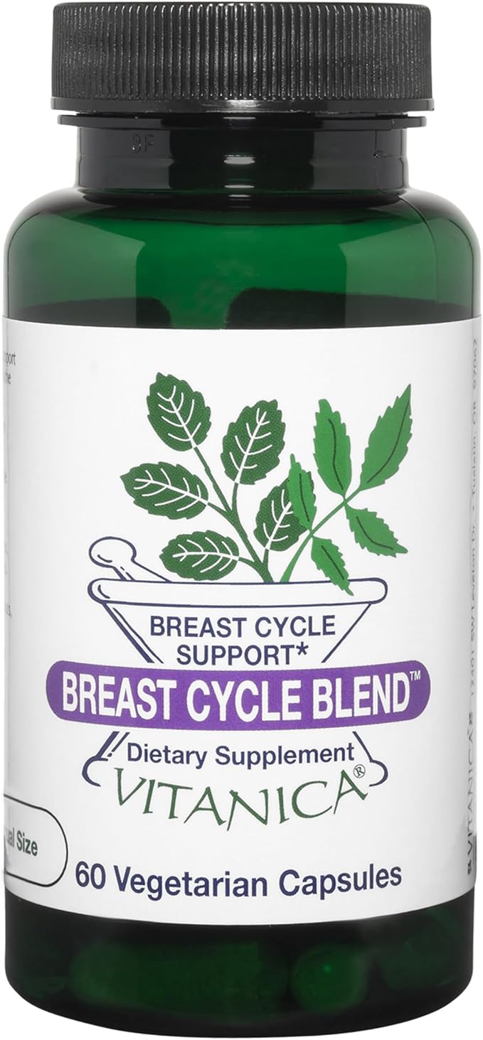 Vitanica Breast Cycle Blend, Breast Cycle Support, Iodine, Borage Seed Oil, Chaste Tree Berry (Vitex), Dandelion, Vegan/Vegetarian, 60 Capsules