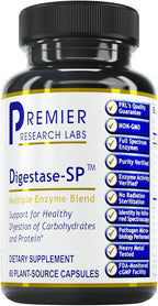 Premier Research Labs Digestase-SP - Enzymes for Digestion, Fermented Digestive Enzymes for Women & Men, Gut Health Support Pills with Peptidase, Hemicellulase - 60 Vegetarian Capsules