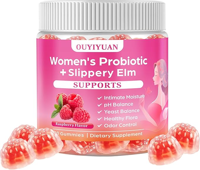 Women's Probiotic Gummies pH Balance & Gut Flora, Natural Raspberry Flavor, Vegan & Non-GMO, 90 Gummies