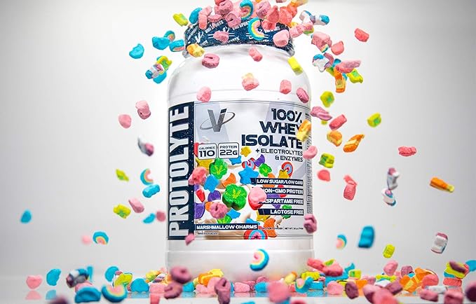 VMI Sports | ProtoLyte Whey Isolate Protein Powder | Low Calorie Whey for Weight Loss and Muscle Gain | Digestive Enzymes | Non-GMO (1.6 lb, Marshmallow Charms)