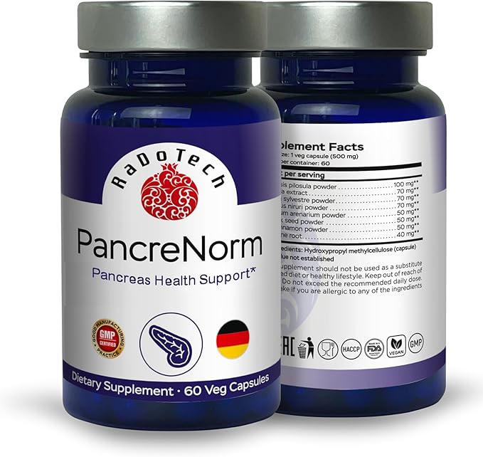 PancreNorm Supplements with Pancreatic Support and Heart Health, Supports Sugar Craving, Muscle Repair and Appetite Control, 60 Veg Capsules, GMP