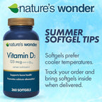 Nature's Wonder Vitamin D3 5000iu (125mcg) High Potency, Dietary Supplement to Support Bone Health and Immune System, Gluten Free, 360 Softgels, 1 Year Supply