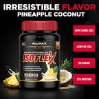 ALLMAX ISOFLEX Pure Whey Isolate Protein Powder - Gluten Free, Low Lactose, Sugar-Free - High-Protein, Clean, Keto-Friendly, Pre Post Workout Supplement for Women and Men | Pineapple Coconut, 2lb
