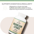 Magnesium Citrate 800mg, 90 Capsules, Digestion & Constipation Support, Vegan Safe, Non-GMO, Double Wood Supplements