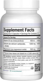 Maxi Health Calcium 1000 mg Supplement with Vitamin D3 (1000 IU) and Magnesium (500 mg) - Bone, Teeth and Joint Support for Men and Women - 90 Capsules