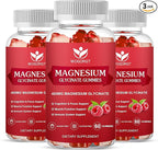 Magnesium Glycinate Gummies - 400mg Magnesium Glycinate Gummy with Vitamin D, B6, and CoQ10, Magnesium Supplement for Relaxation and Cognition, Sugar Free - 60 Raspberry Gummies (3 Pack)