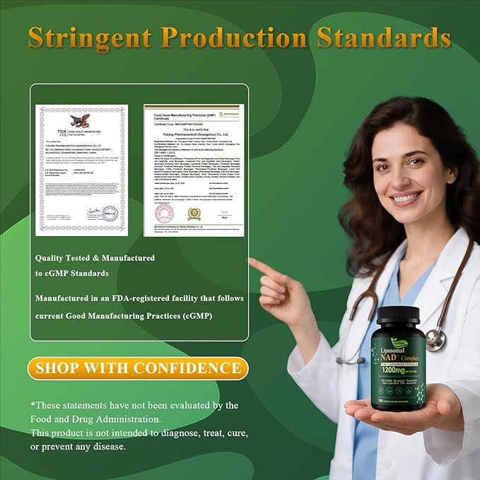 Liposomal NAD+ Supplement with Resveratrol, CoQ10 | Advanced Cellular Support, Nicotinamide Riboside NMN Replacement Premium Antioxidant & Energy